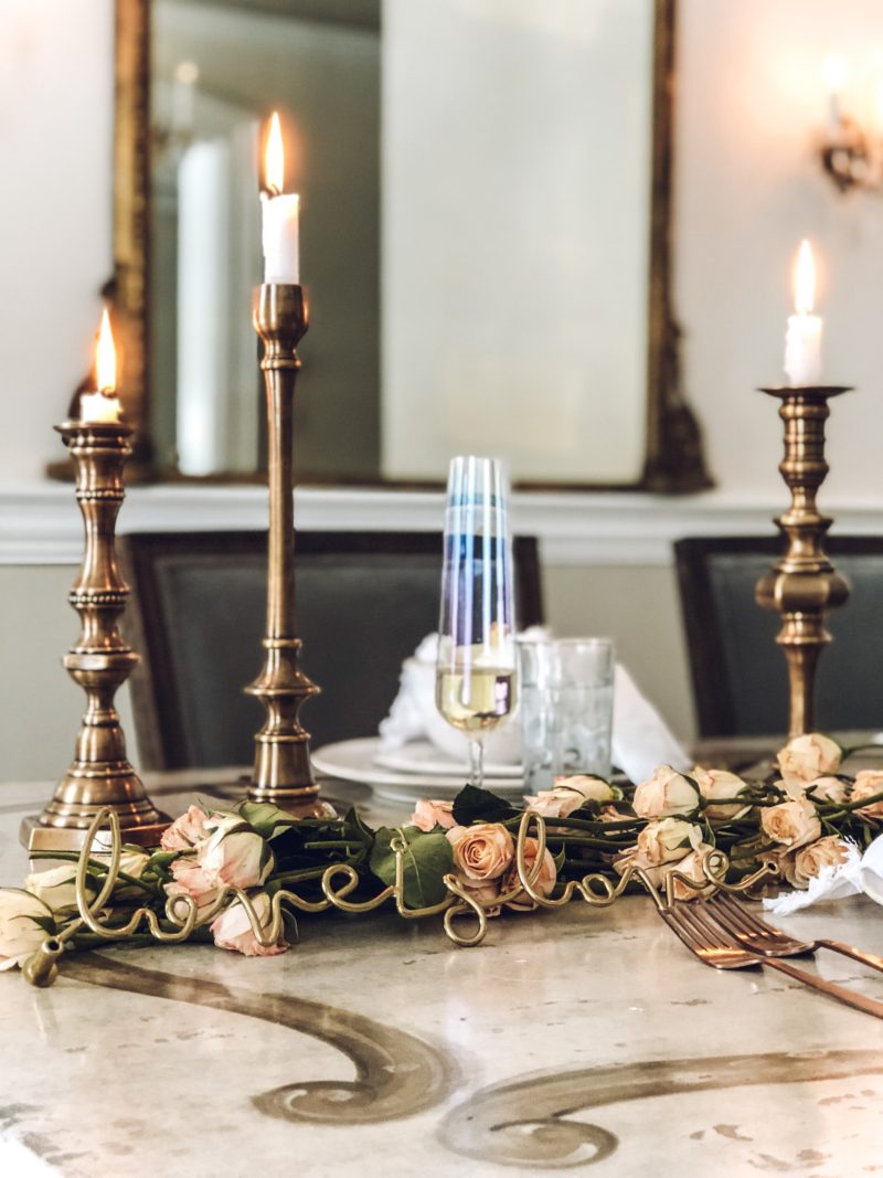 Close up of Warm and Romantic Arhaus Tablescape