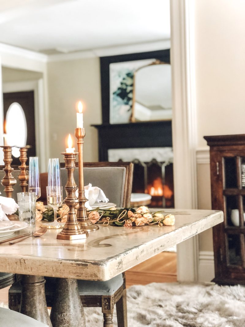 Close up of Enchanting Cozy Arhaus Tablescape